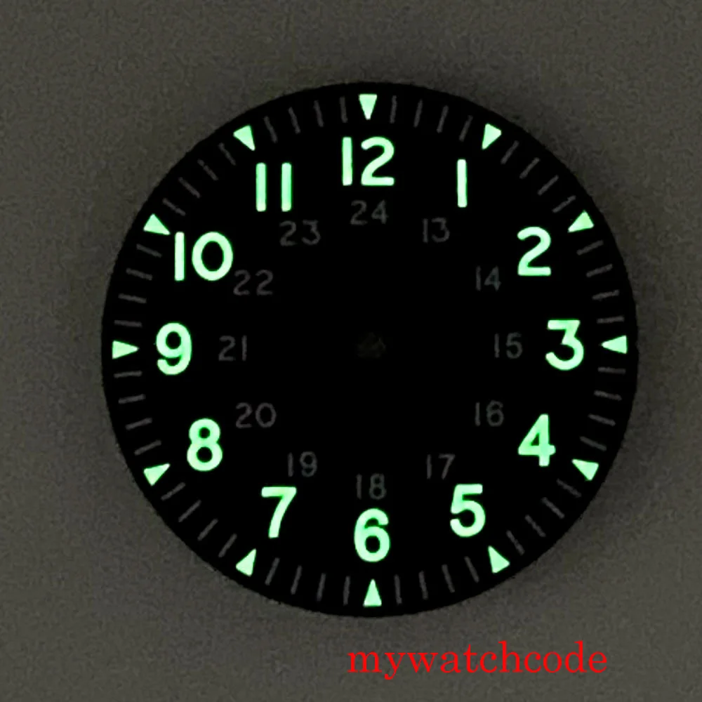 33.6 مللي متر Bliger العقيمة ساعة مزدوجة أربعة قدم الطلب ل NH35A ميوتا 8215 الحركة التلقائية C3 الأخضر مضيئة ساعة اليد أجزاء #3