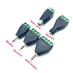 1pc Solder-free 2.5MM/3.5MM Gold-plated Dual-channel Audio Headphone Plug Stereo Adapter Solder-free Terminal 2/3/4 Sections