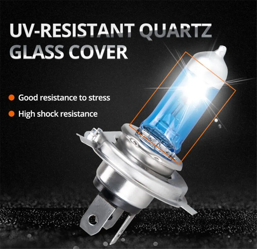 1PCS Super White Halogen Bulb H4 H7 12V 55W/60W 3000K 4300K 6000K Quartz Glass Car Headlight Lamp motorcycle light lamp