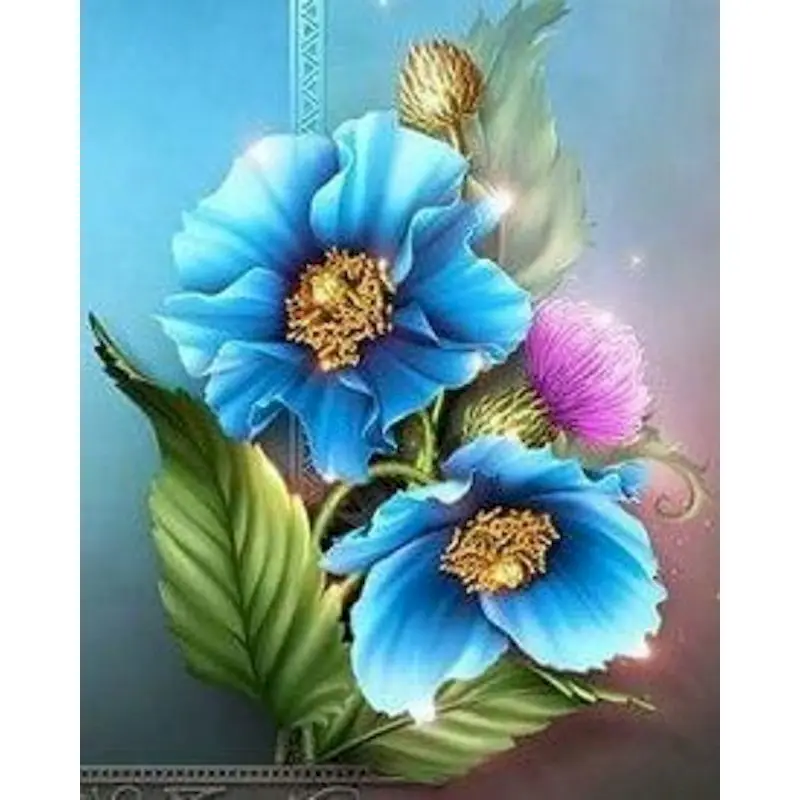 GATYZTORY 60x75cm Rahmen Diy Malerei Durch Zahlen Weiß Blau Blume Handgemachte DIY Geschenk Foe Erwachsene Kinder Hause dekoration