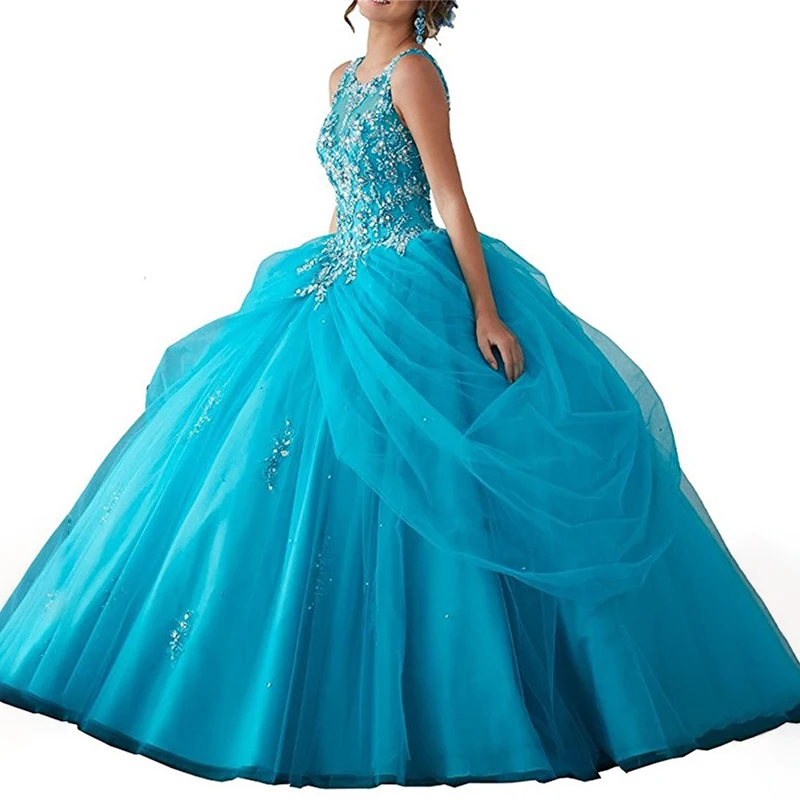 Princess Dresses for Women Long Length Dress Sexy Back Design Applique Evening Party Ball Gown Dancing Dresses