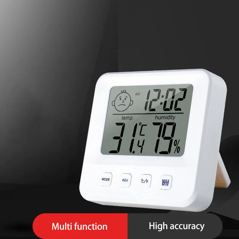 

Indoor Hygrometer Thermometer Digital Temperature Time clock LCD Strain Gauge Sensor Humidity Meter Indoor Temperature meter