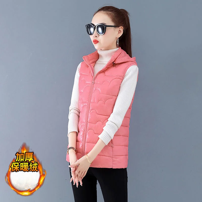 

Women New Down Cotton Vest 2021Female Fall/winter Short Hooded Casual Thick Slim Stand-up Collar Lightweight Vest Waistcoat A743