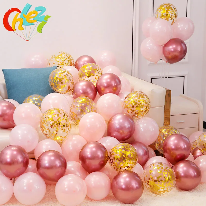 50pcs 12 inch Gold Silver Black Metallic Latex Balloons Wedding Decorations Chrome Helium Globos Birthday Party Decoration Adult