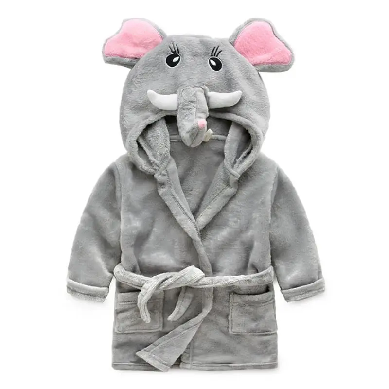 New Autumn Winter Children Sleepwear Robe Flannel Thicken Hooded Warm Bathrobe Kids Pajamas Boys Girls Lovely Cartoon Robes2-6Y