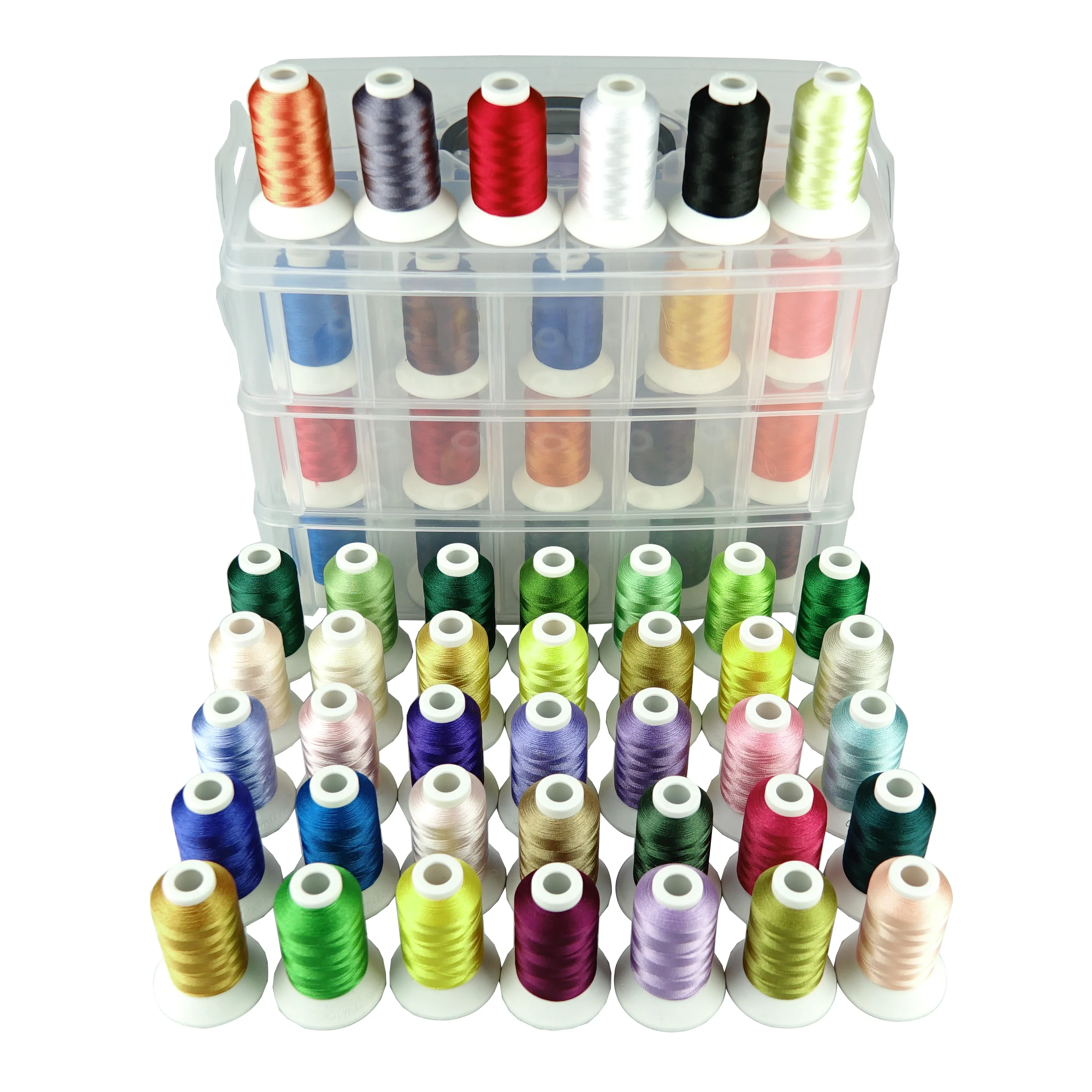 Simthread Polyester Machine Embroidery Thread 40/63/80 Brother Colors With Plastic Storage Box