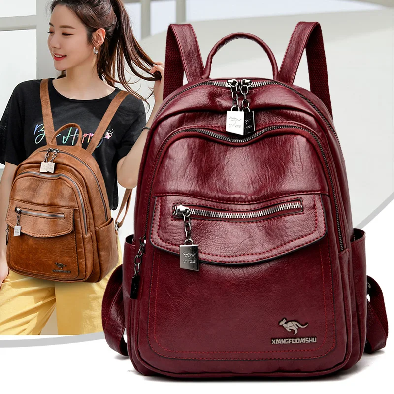 Frauen Rucksack Mode und Elegante Tasche Weiche Leder Solide Rucksack Zipper Komfortable Tasche für Damen Designer Reise Rucksack