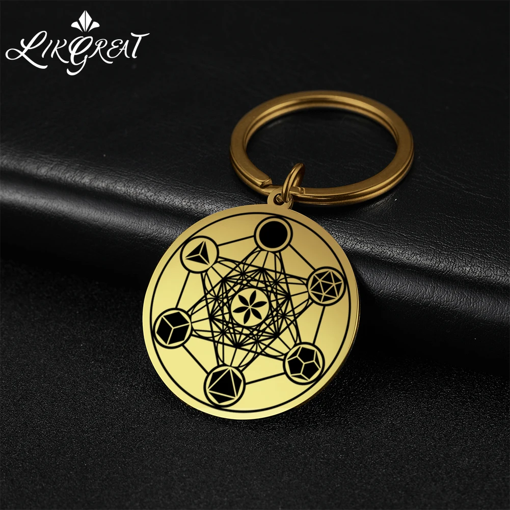 Archangel Metatron Angel of Life Seal Solomon Car Keychain Accessories Gadgets for Men Women Talisman Stainless Steel Keyring