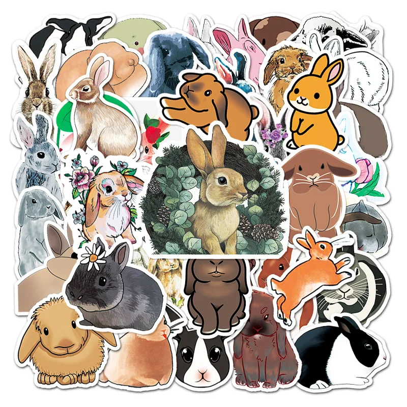 10/30/50PCS Cute Cartoon Rabbit Stickers Kawaii Animals DIY Travel Luggage Laptop Classic Toy Graffiti Sticker Decal For Kids F5