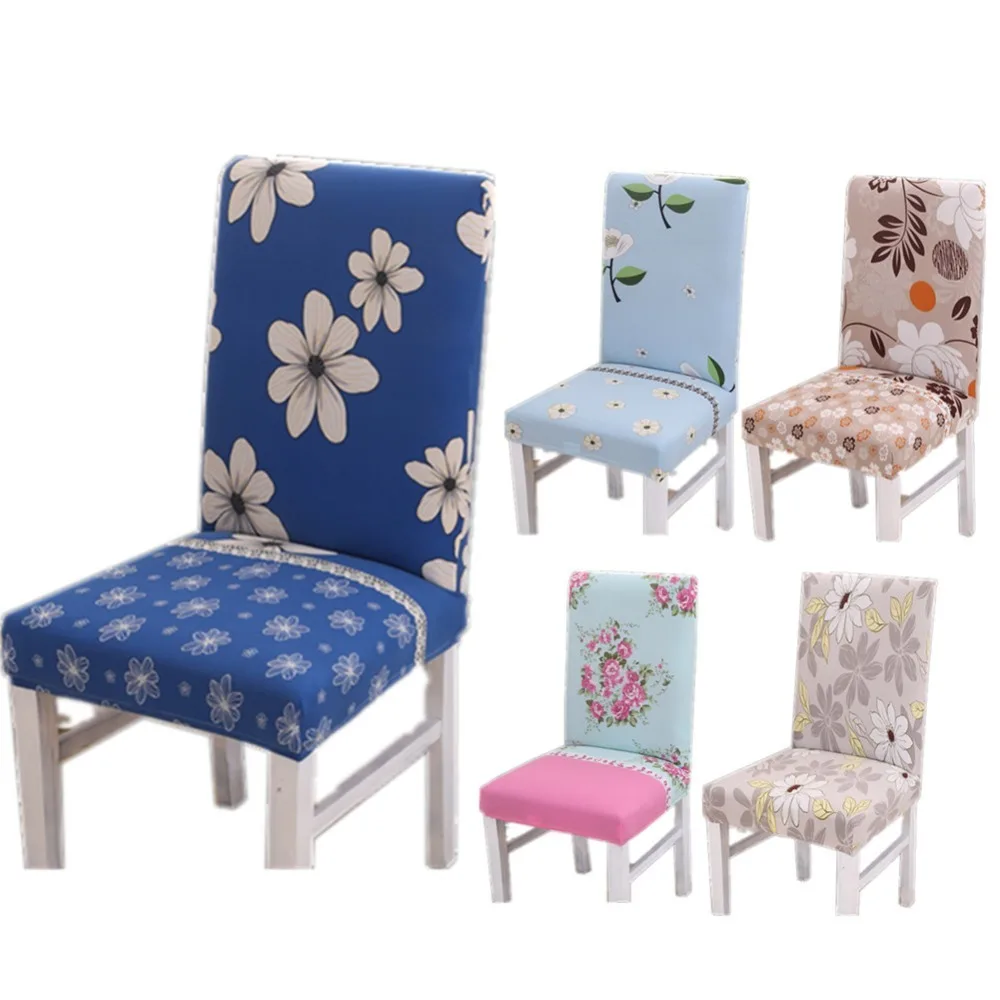 

Flowers Print Letter Dining Chair Cover Spandex Elastic Anti-dirty Slipcovers Stretch Removable Hotel Banquet Seat Case