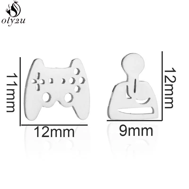 New Fashion Cat Mouse Studs Earrings Small Stainless Steel Mandala Butterfly Music Earings Game Controller Ear Piercing Jewelry