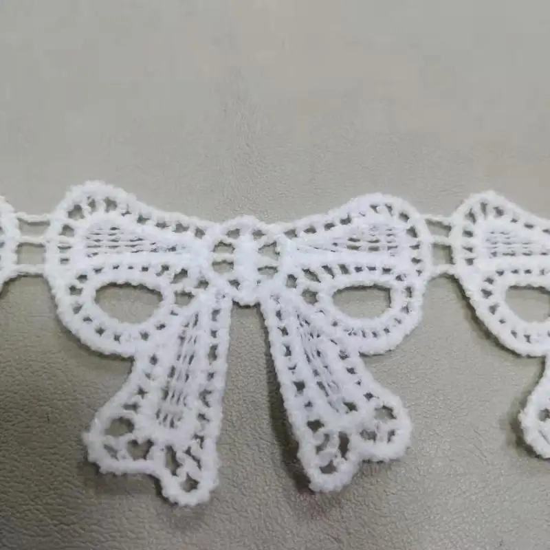 1Yards Latest Embroidery Bow Lace Fabric 4cm Guipure White Lace Ribbon For Sewing Trim Dress Trimmings Crafting Decoration VG26