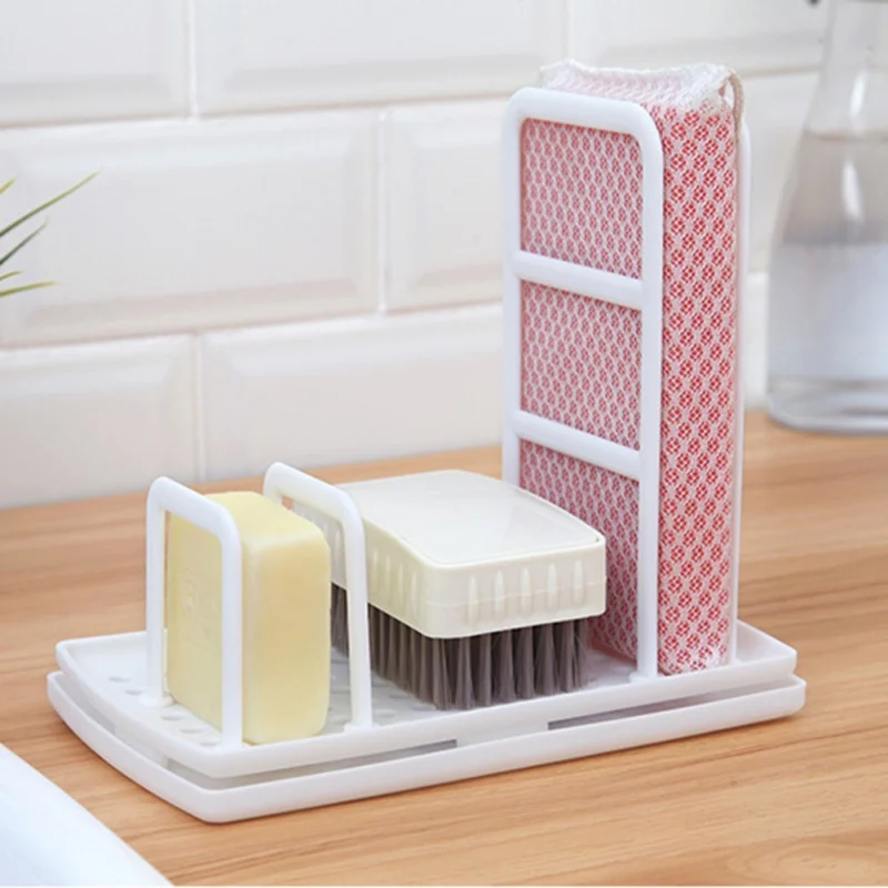 Kitchen Desktop Rag Rack Multi-Function Dish Cloth Drain Punch-free counter top Sink dishcloth sponge drain rack pool organizer