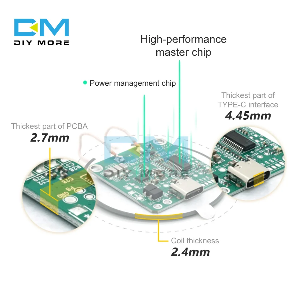 For Qi Wireless Charger Transmitter Module 15W/20W 5V 12V Fast Charging PCBA Circuit Board + Coil for Car Phone Battery