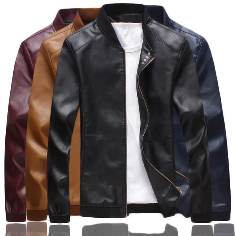 

Autumn Winter Men's Casual Trend High-End Zipper Leather Jacket Clothing Simplicity Hansome Loose Japanese-Style All-Match Slim