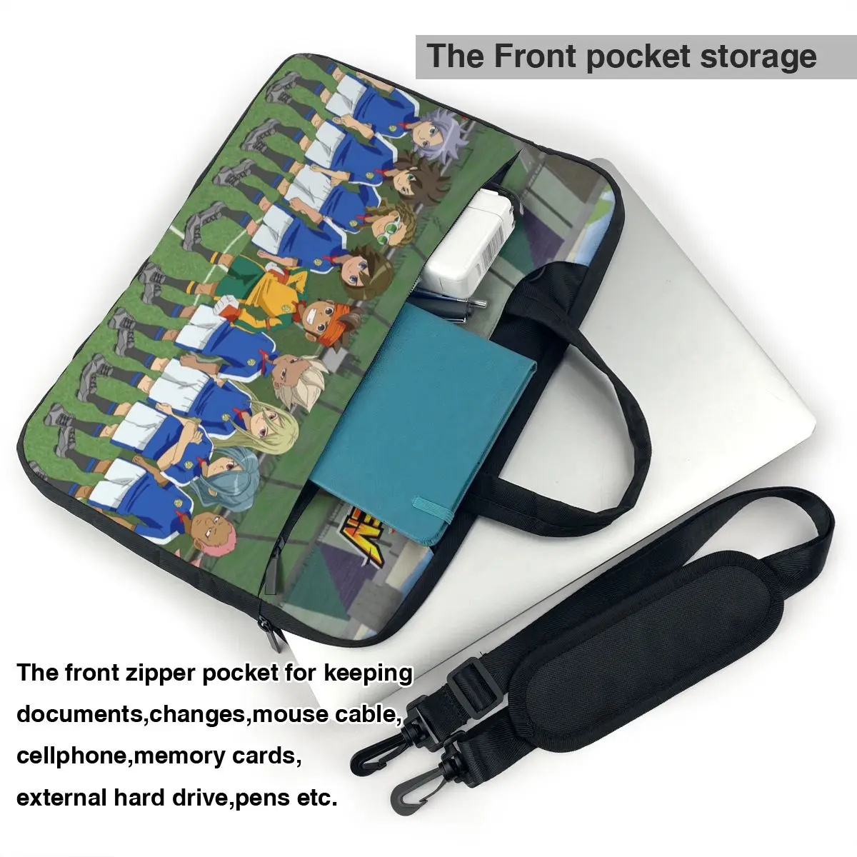 Inazuma Eleven Laptop Bag Case Protective Vintage Computer Bag Bicycle Crossbody Laptop Pouch