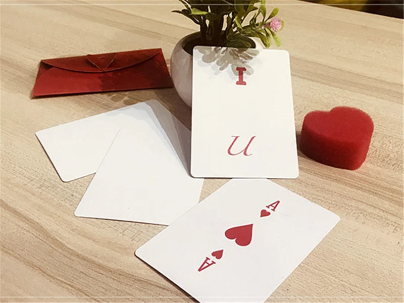 I Love You Card Magic Tricks Visual Romantic Poker Magician Close Up Street Illusion Gimmick Mentalism Puzzle Toy Interact Magia