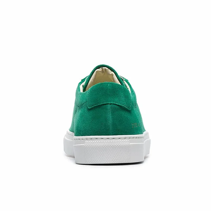 Large Size 45 46 Green Nubuck Genuine Leather Casual Shoes Men Solid Lace-Up Round Toe Flat Sneaker Brand Cowhide Fashion Shoes