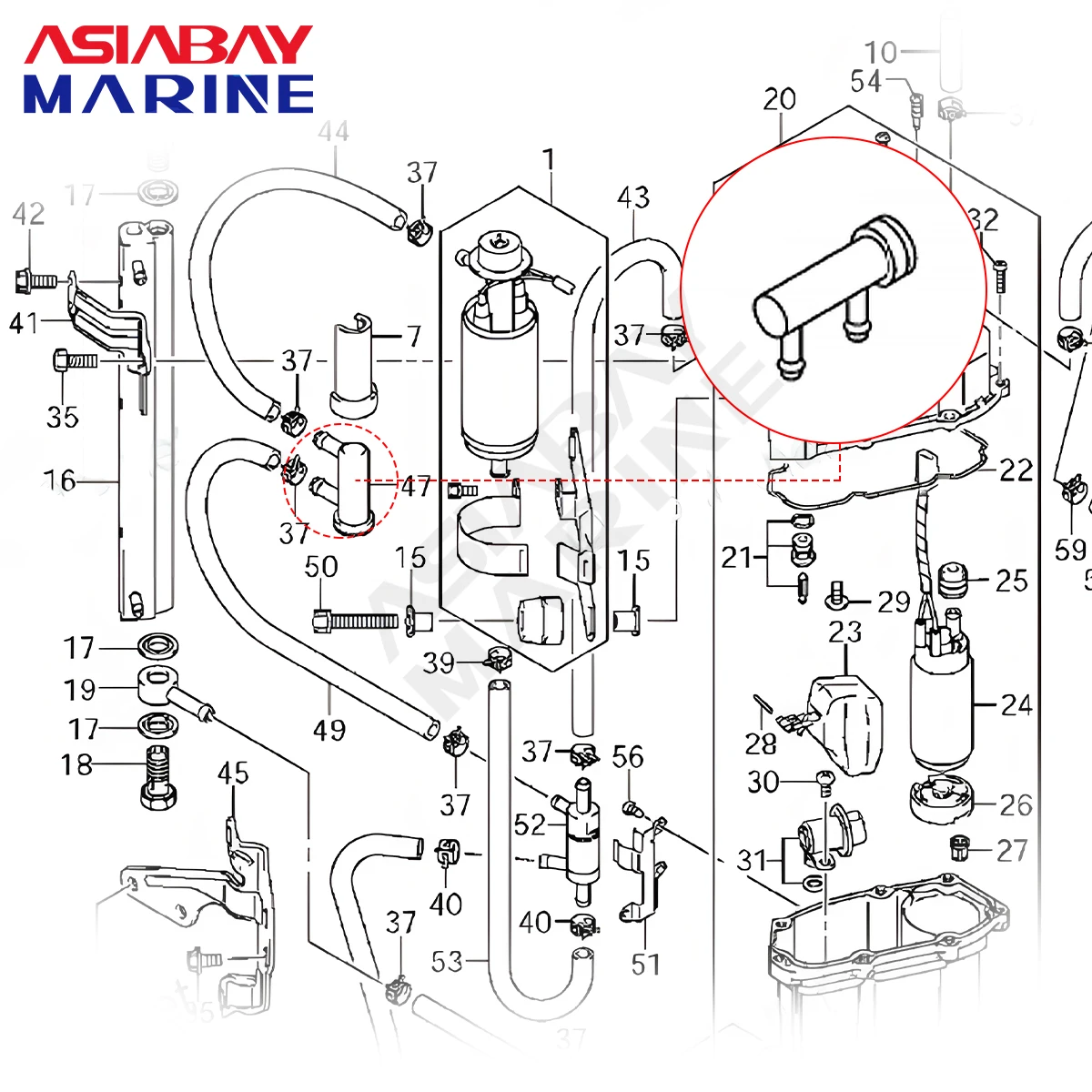 في خط الوقود تصفية لياماها أووتبواردس 69J-24501-10-00 صالح 150hp 200hp 225hp 250hp F150 F200 F225 F250 F250 سييرا 18-79905