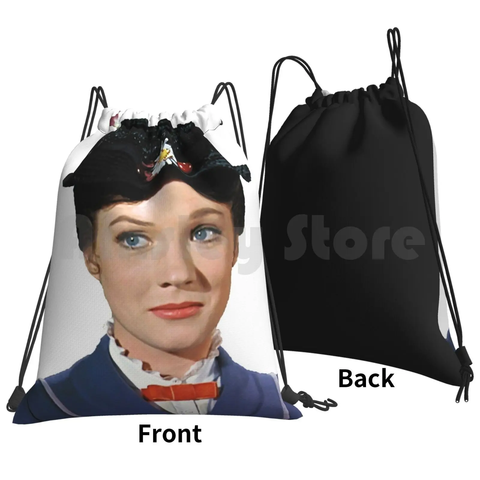 Practically Perfect Backpack Drawstring Bag Riding Climbing Gym Bag Movies Vintage Julie Andrews Flower Fancy Retro