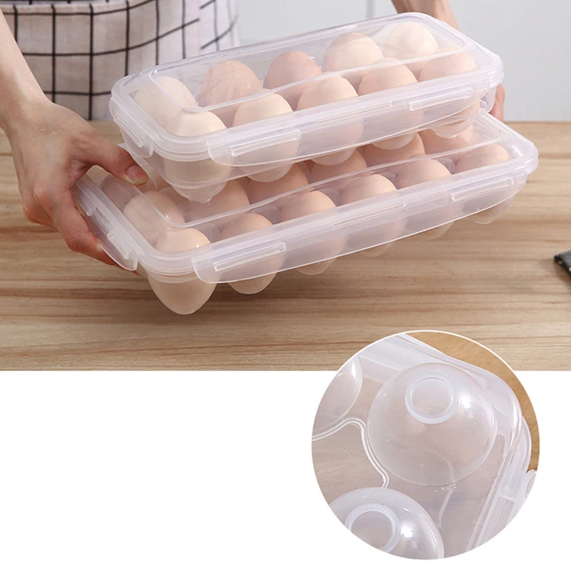 10/18 Grid Egg Storage Box Egg Tray Lid Kitchen Refrigerator Storage Container Drop Rack Fridge Egg Holder Box Organization