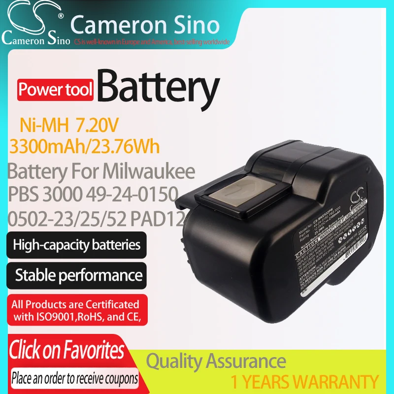 Cameron Sino Battery for Milwaukee 4 932 367 904 PBS 3000 fits 0502-23/25/52 PAD12 PCG12 Power Tools Replacement battery 2100mAh