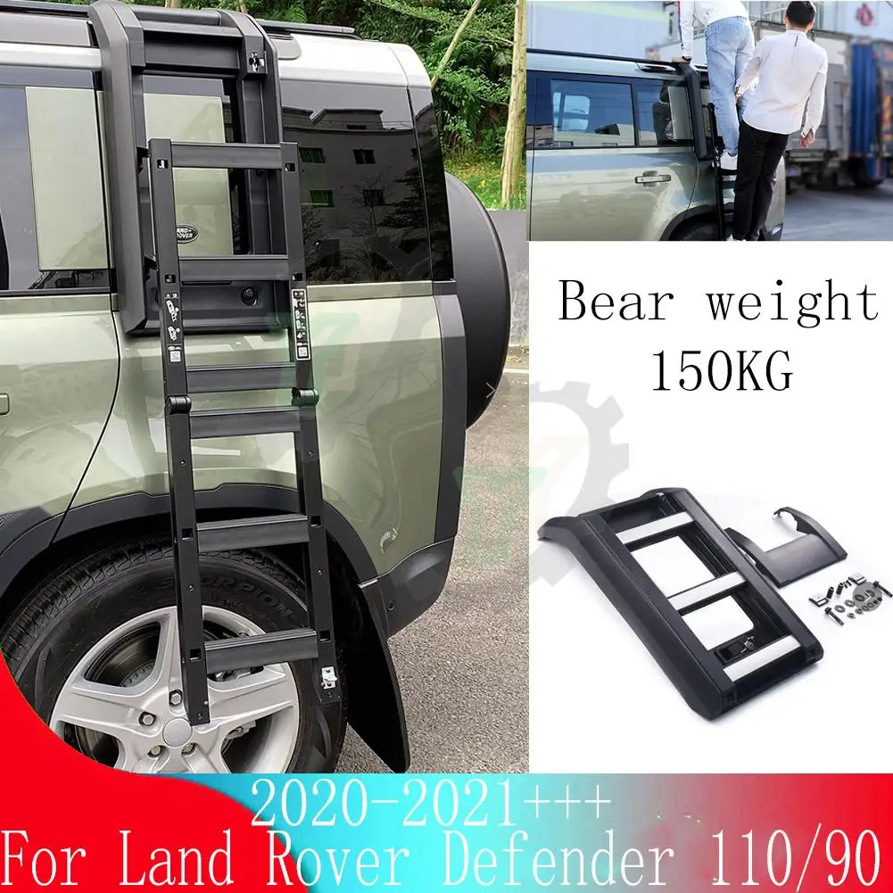 For Land Rover Defender 90/110 2020 2021 2022 + Car expedition travel accessories Side Folding Ladder Telescopic Climb ladder