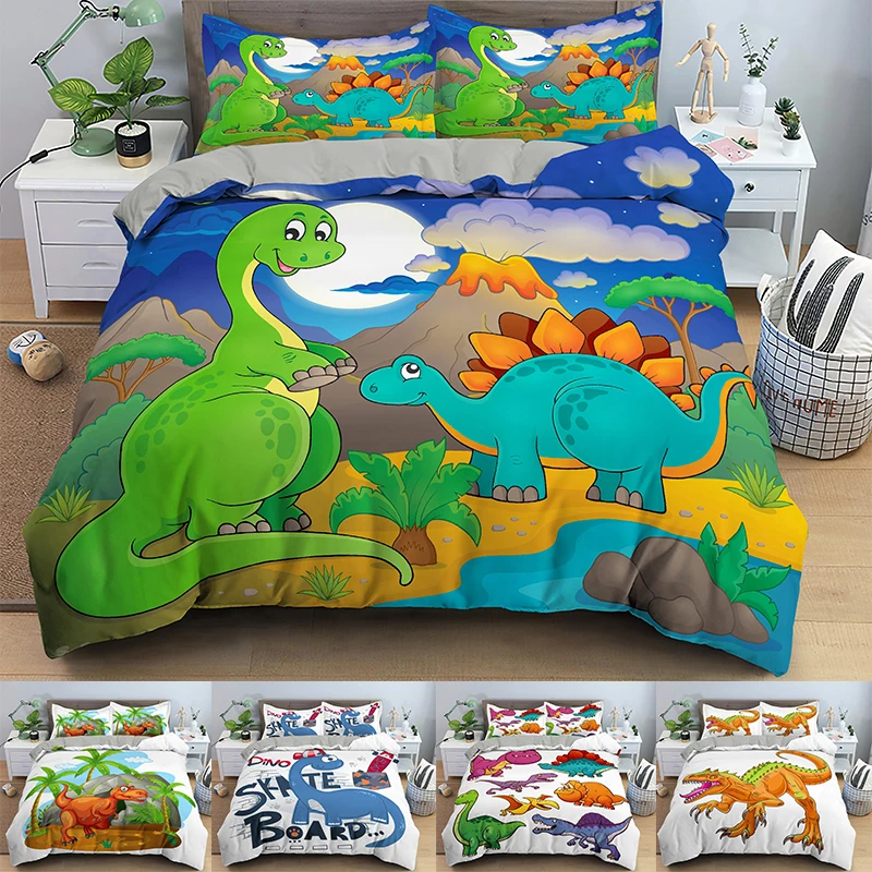 Joyajafag Duvet Cover Cartoon Dinosaur Kids Bedding Sets Boys Single Twin Queen King Size Bed Set Quilt Covers Pillow Case