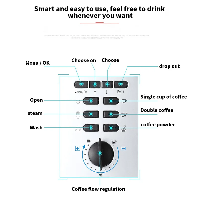 CLT-Q003 smart coffee machine, home automatic pump-type coffee machine 2-in-1 grinding espresso  machine milk foam maker 220v