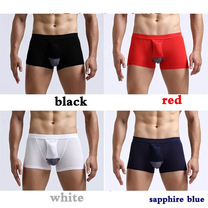 Scrotum Separation Men\'s Panties Modal Underwear Men Boxer Escroto Pouch Mid Rise Sexy Underpants Slips Hole Breathable White