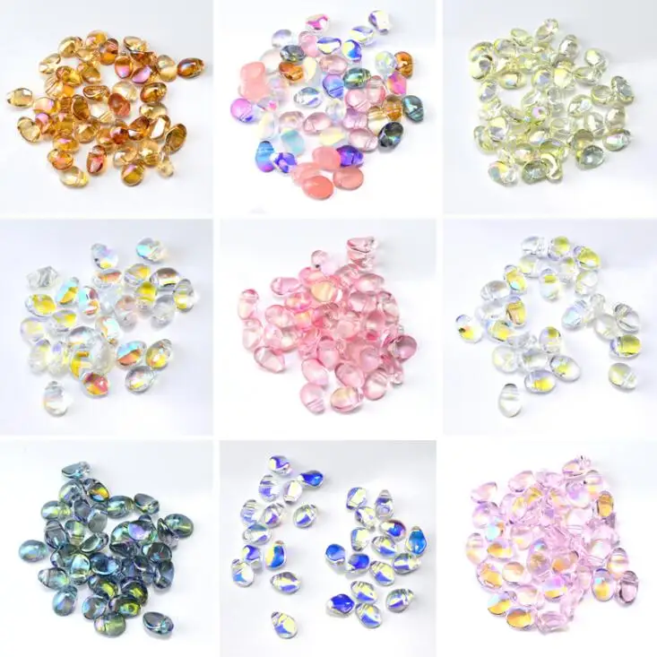 Light Pearl Crescent Manicure Art Rhinestone 6x8mm Glass Material Crystal 20pcs / 50pcs for 3D Nail Decoration