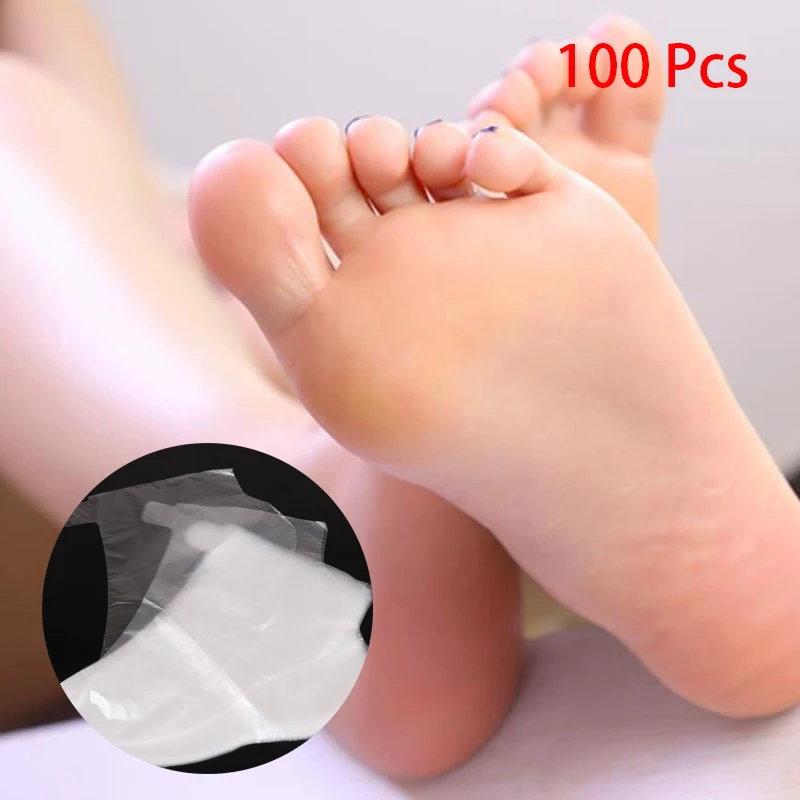 100pcs Disposable Foot Cover Transparent Film Foot Cover for Pedicure Prevent Infection Remove Chapped Foot Covers