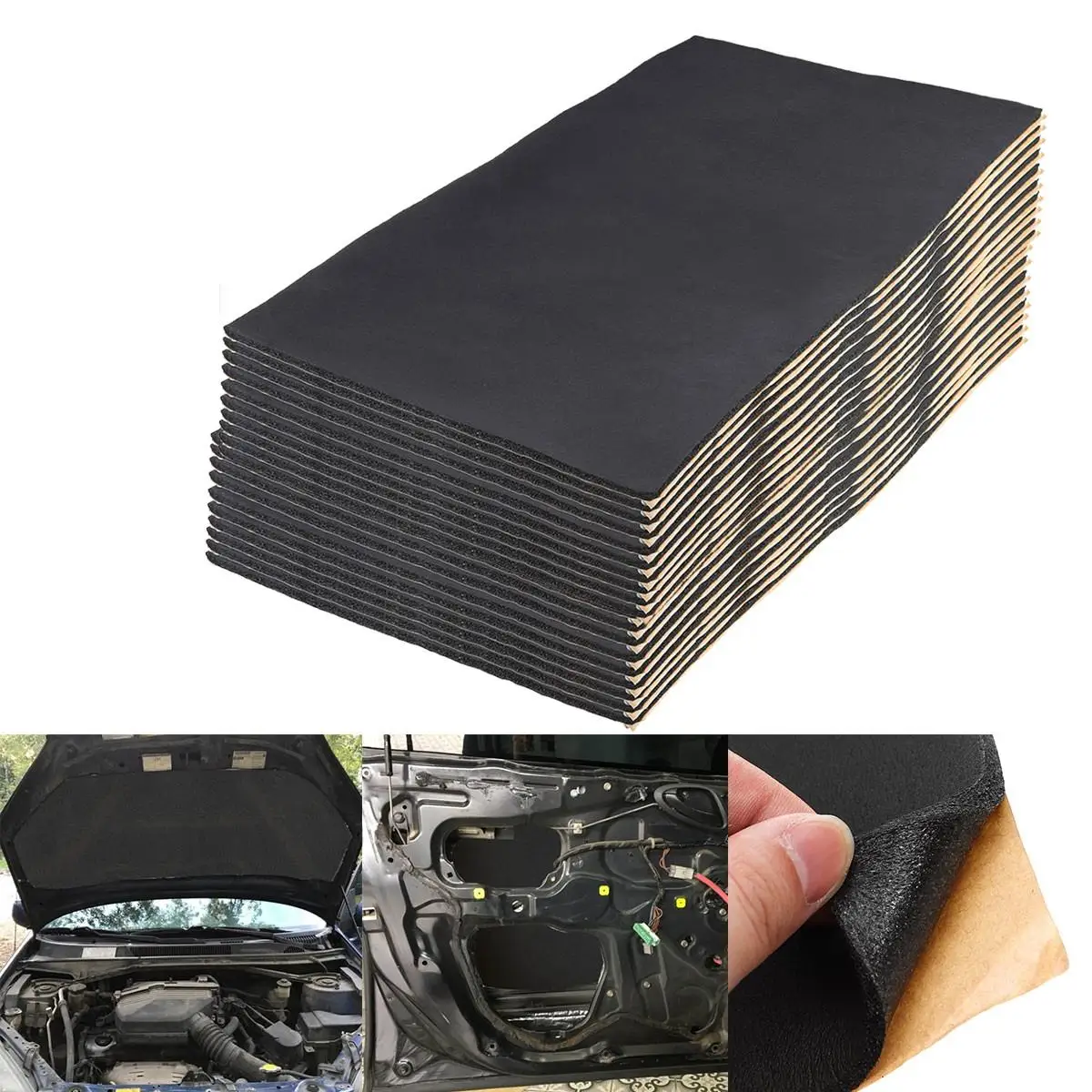 30x50cmx10mm Car Sound & Heat Insulation Cotton Sound Deadener Deadening Engine Firewall Mat Noise Bonnet Hot Insulation 9/18pcs