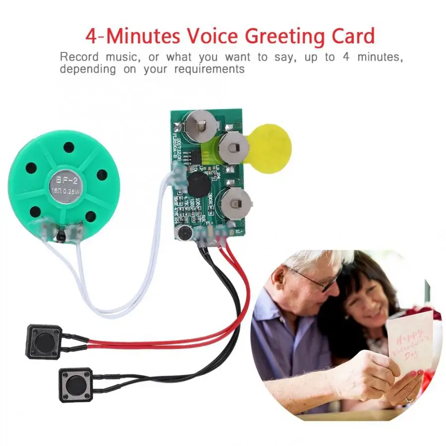 

DIY Greeting Card Chip 4 minutes Recordable Voice Sound Chip Voice Greeting Card for Holiday Luggage Replacement pParts