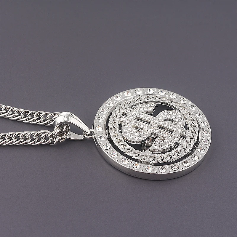 كبير تدوير الدولار الأمريكي المال تسجيل قلادة قلادة الرجال مغني الراب الهيب هوب الشرير سلسلة طويلة قلادة النساء بيان قلادة هدية