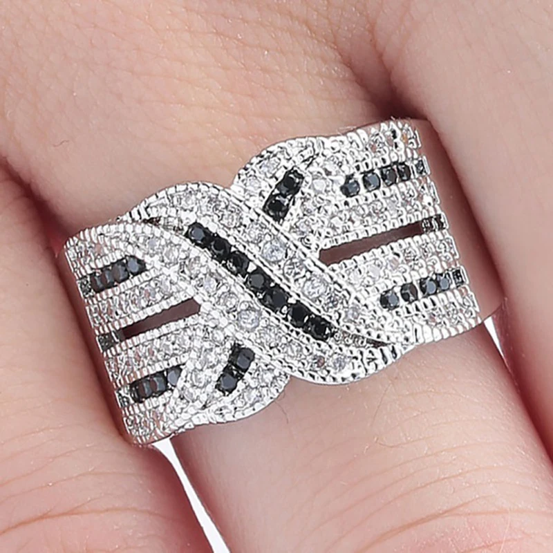 

Classic Silver Color Ring Luxury Crystal Wedding Rings Elegant Bridal Women Engagement Ring Mother's Day Birthday Gift Jewelry