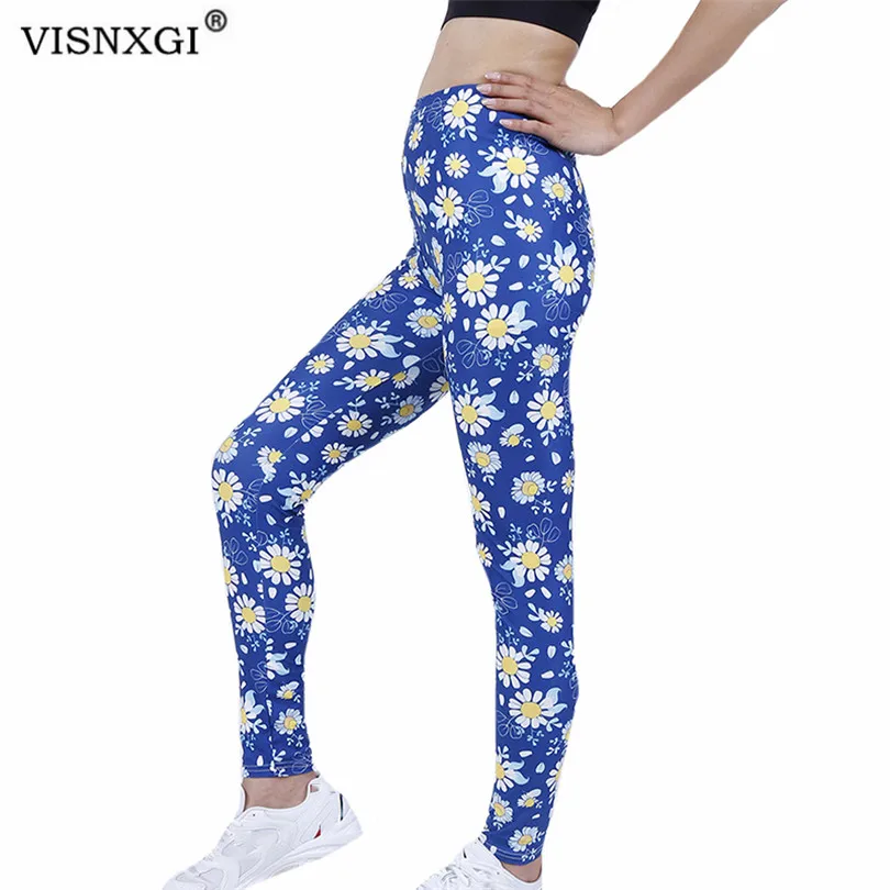 VISNXGI Leggings Women High Waist Fitness Sporting 2022 Push Up Workout ChrysanthemumKnitted Ankle-Length Casual Gym Clothings