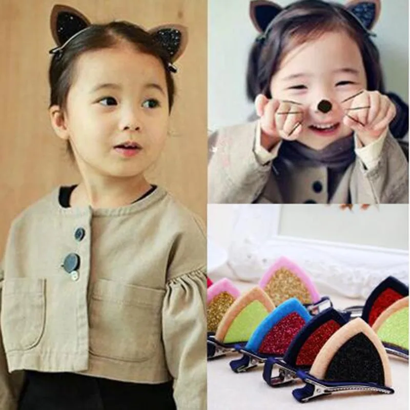 Pinzas para el pelo para niña, horquillas, pasadores, adorno para el pelo de dibujos animados, diademas, orejas de gato, BB, accesorios para el