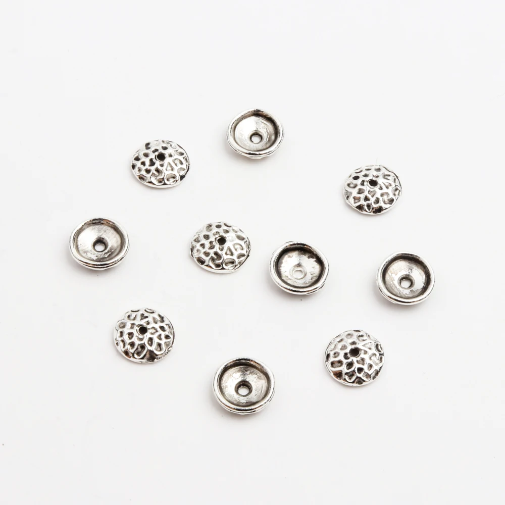 50 stücke Splitter Gold Bronze Halbrunden Hohl Metall Spacer Lose Perlen Kappen Zubehör Für DIY Schmuck Erkenntnisse Charms Halskette – Detail 7