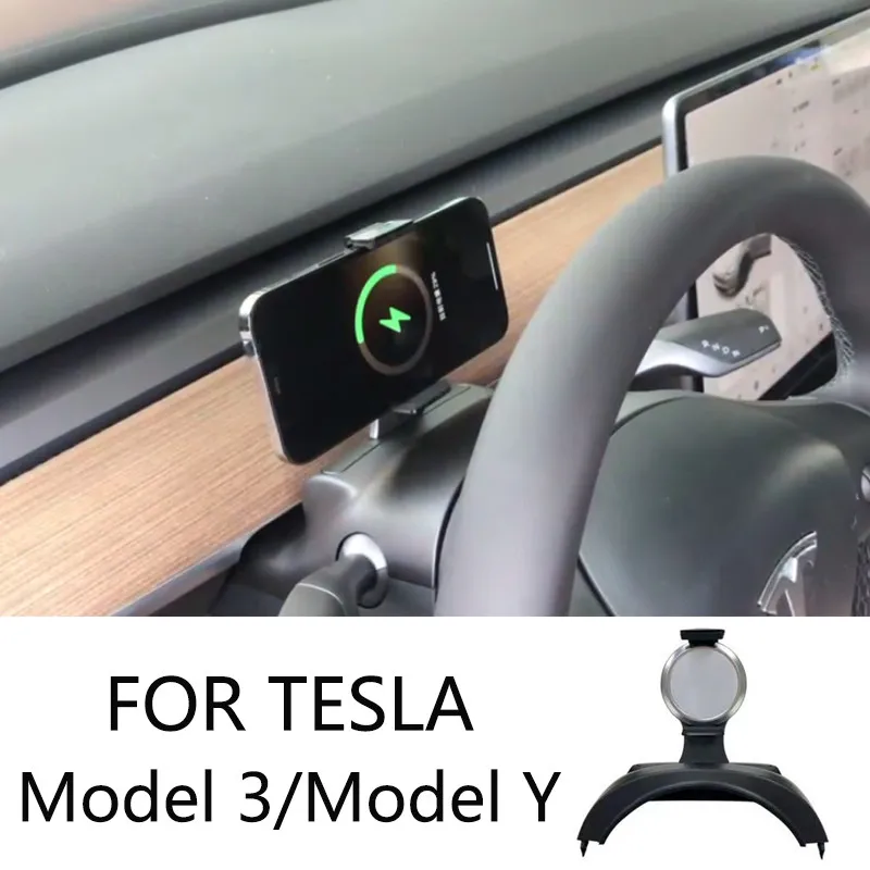 For Tesla Model 3 Phone Holder Model Y Car Charging Mobile Phone Holder Fast Charging Bracket 15W For iPhone 12 13 Place the bra