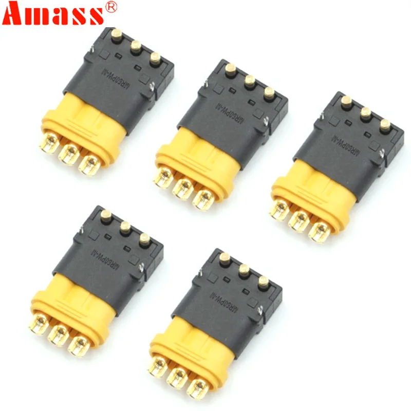 5 / 10 / 20pair Amass MR60PW Male MR60 Female Plug Three-core Gold-plated ESC Motor Connector For RC Aircraft Battery Drone Car