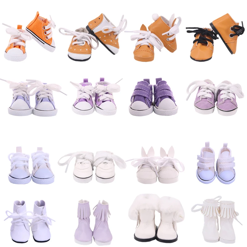 5CM Doll Shoes Purple/White Shoes,High-top Boots,Canvas Lace-up Shoes Fit 14 Inch Paola-Doll &EXO &1/6 Bjd &Blyth Girl Play Gift