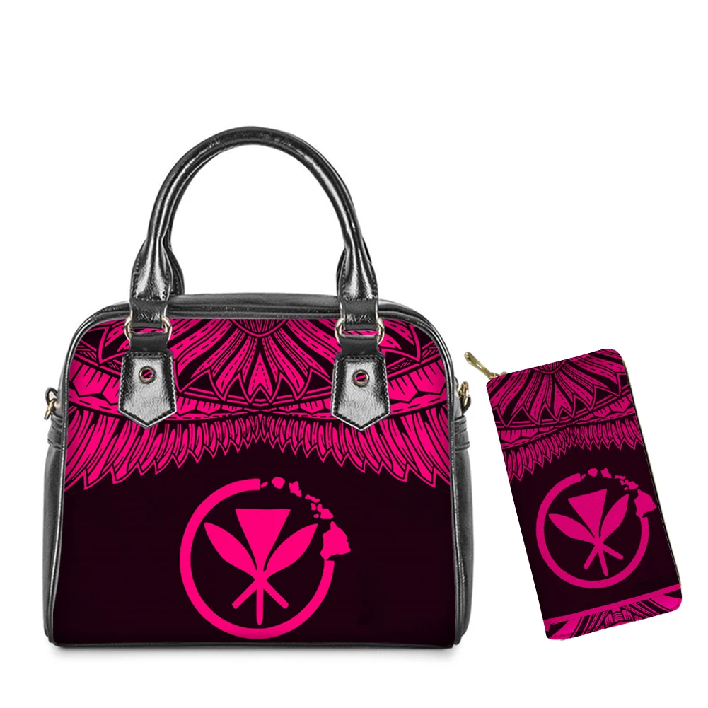 Noisydesigns Luxury Brand Designer Shoulder Messenger Bag Sets Girls Hawaiian Flowers Print Kanaka Maoli Luxury Leather Handbags