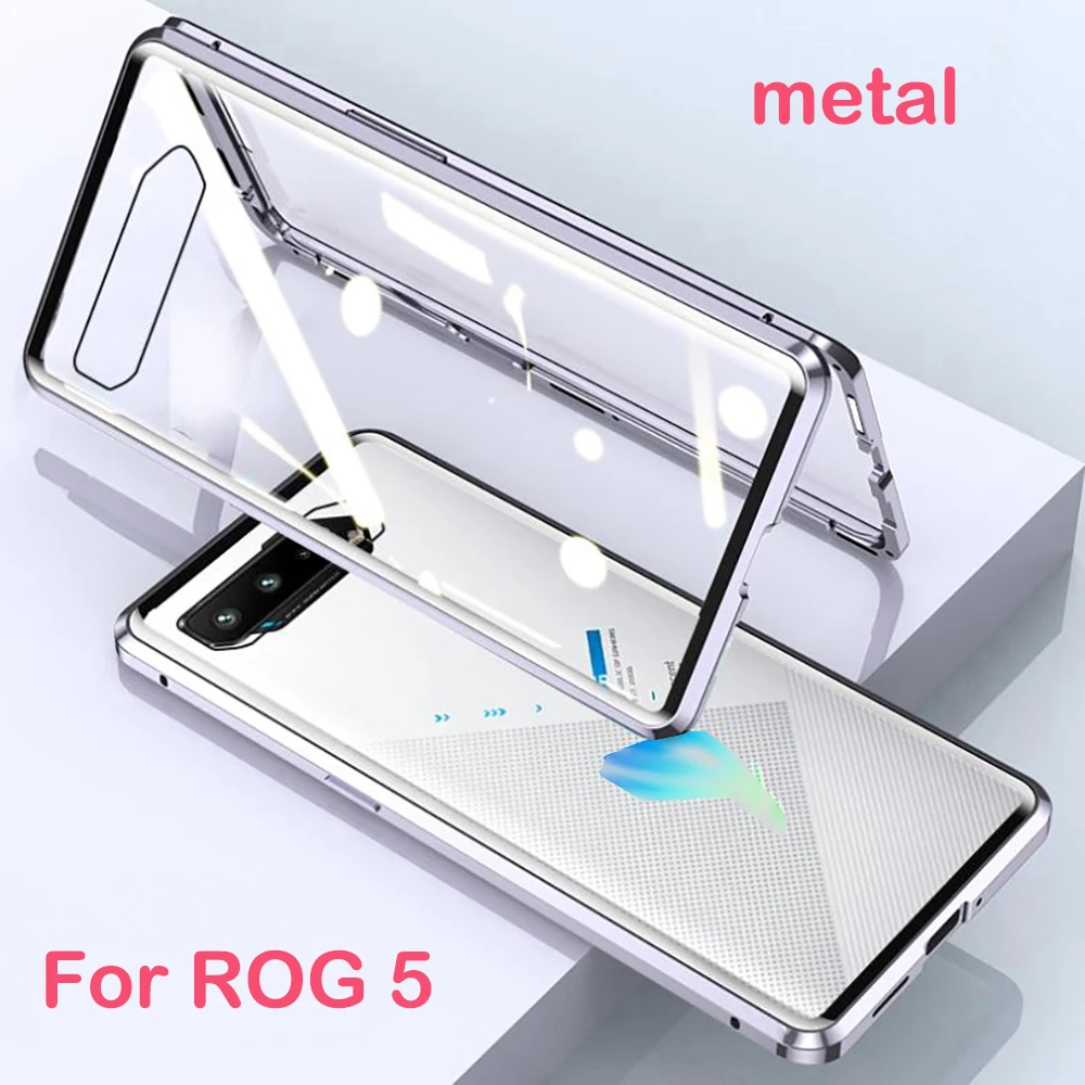 

white color For ROG Phone 5 Case Metal Frame Doubl Sided tempered glass Cover For ASUS ROG 5 ROG5 Phone phone Cases