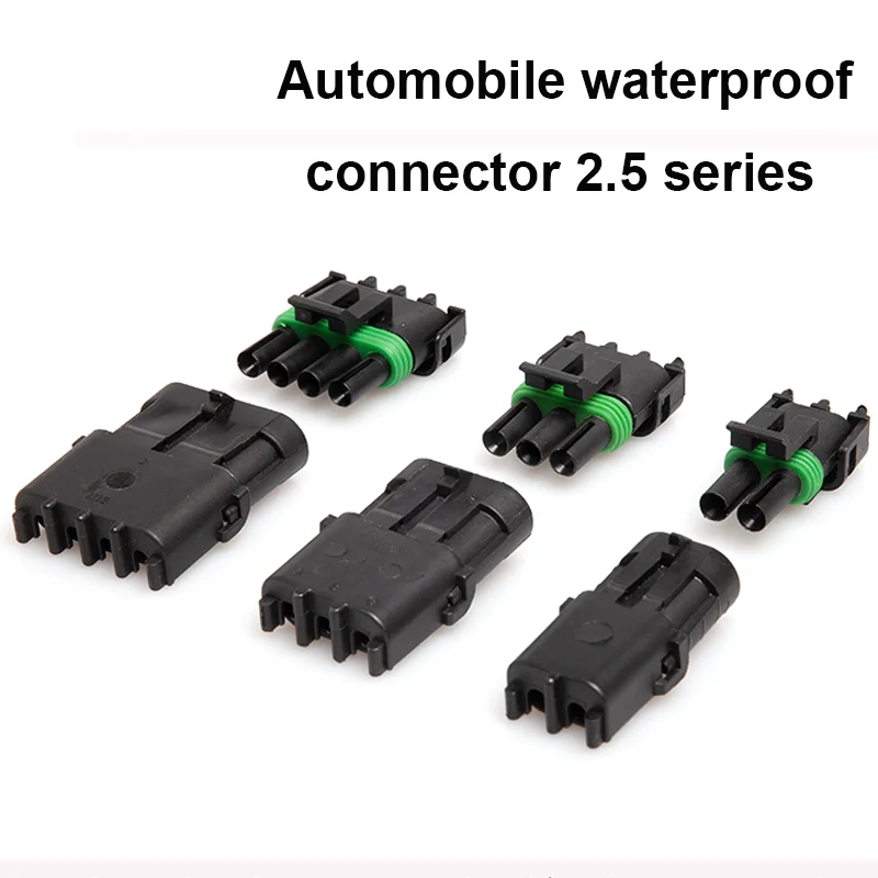 5Sets 1P/2P/3P/4P/6P Automobile Waterproof Connector 2.5 Series Auto Electrical Wire Cable 2Pin Way Connector Plug 18-14 GA