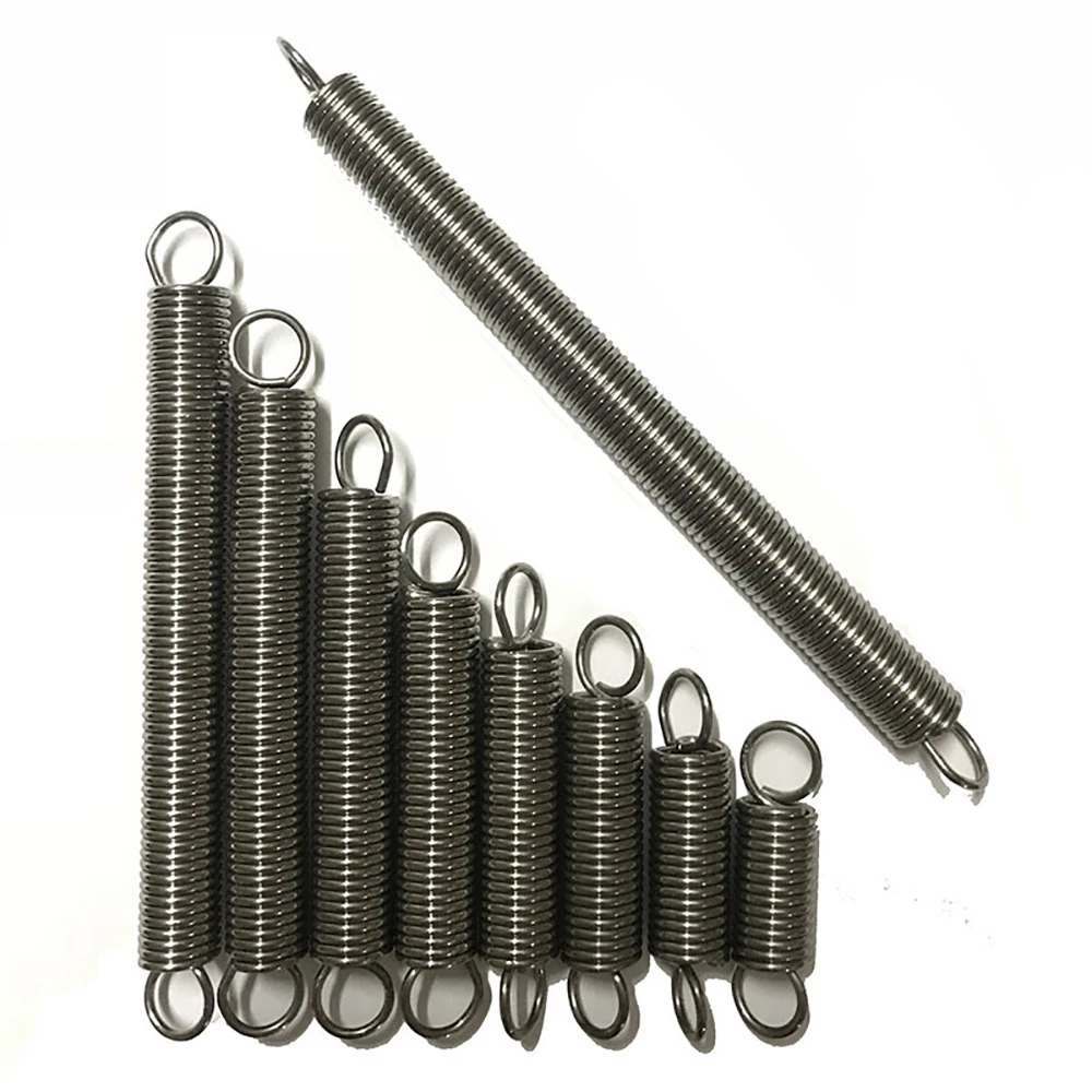 Yiqianyuan Wire Diameter 1.2mm, OD8mm~14mm Manganese Steel Tension Spring Closed Hook Cylindroid Helical Pullback Extension Coil