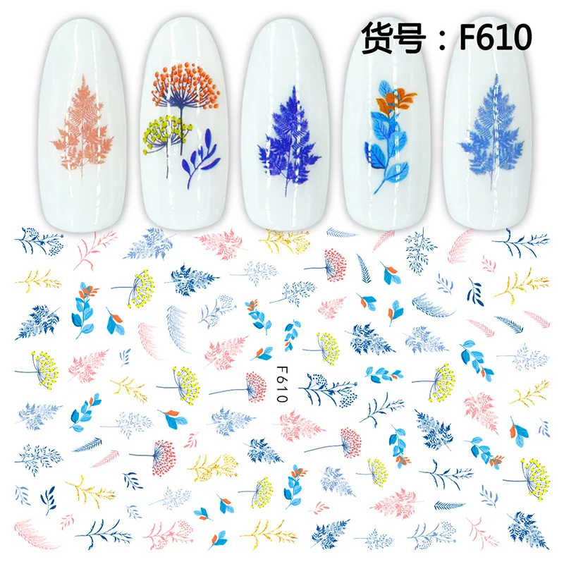 Morixi-pegatinas de Arte de uñas, hojas geométricas, planta, corazón, mariposa, animales, láminas ultrafinas, calcomanías para uñas, WG072