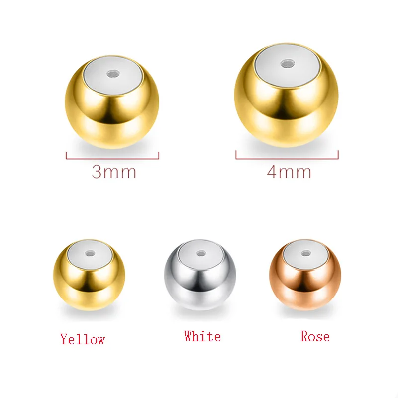 Real Pure 18k Gold Ball DIY Jewelry Component Acessories High Polished Au750 Position Spacer Beads with Silicone Inside Hot