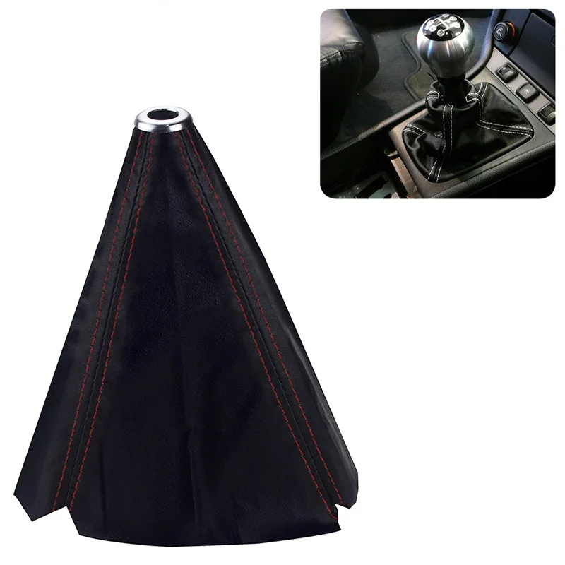 16mm universal PU leather car shift collar carbon fiber automatic car manual shift lever knob shift boot cover leggings