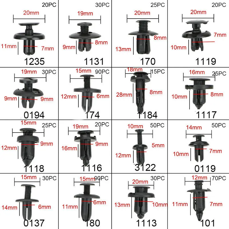 300 stücke 620 stücke Auto Befestigungs clip gemischte Kunststoff befestigungen Kit Auto Tür verkleidung Halter Push Motor abdeckung Kotflügel Niet clips – Detail 8
